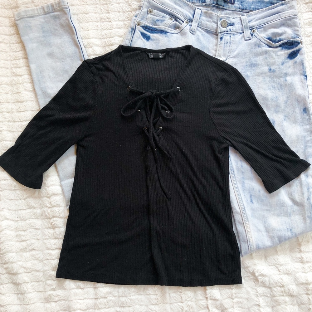 Topshop Lace Up Shirt